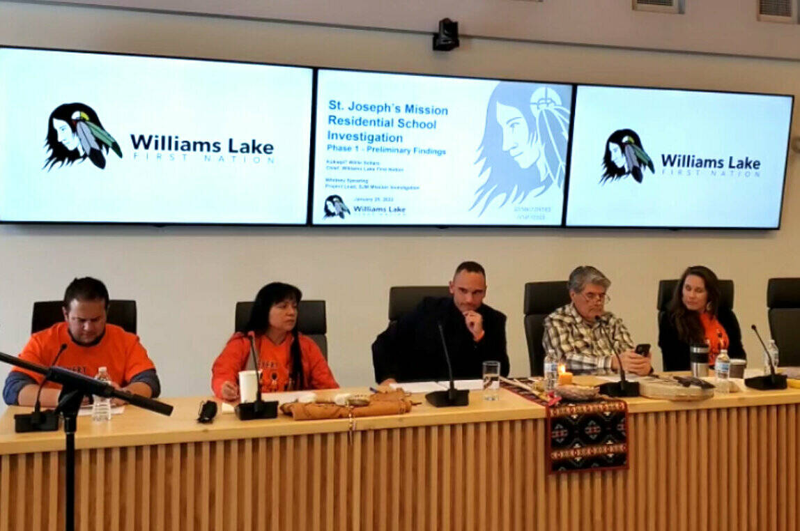 Williams Lake First Nation announced the preliminary findings of the probe at former residential school, St. Joseph’s Mission on Tuesday, Jan. 25. (Williams Lake Tribune Facebook live image)