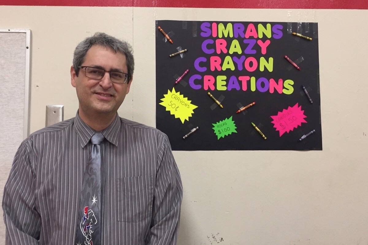 Former Delta teacher Elazar Reshef, identified as Mr. Reshef in this photo posted to Gray Elementary’s Twitter account in 2017, has been banned for life from teaching in B.C. after being sentenced on a charge of possessing child pornography on Feb. 5, 2021. (@GrayLearners/Twitter photo)