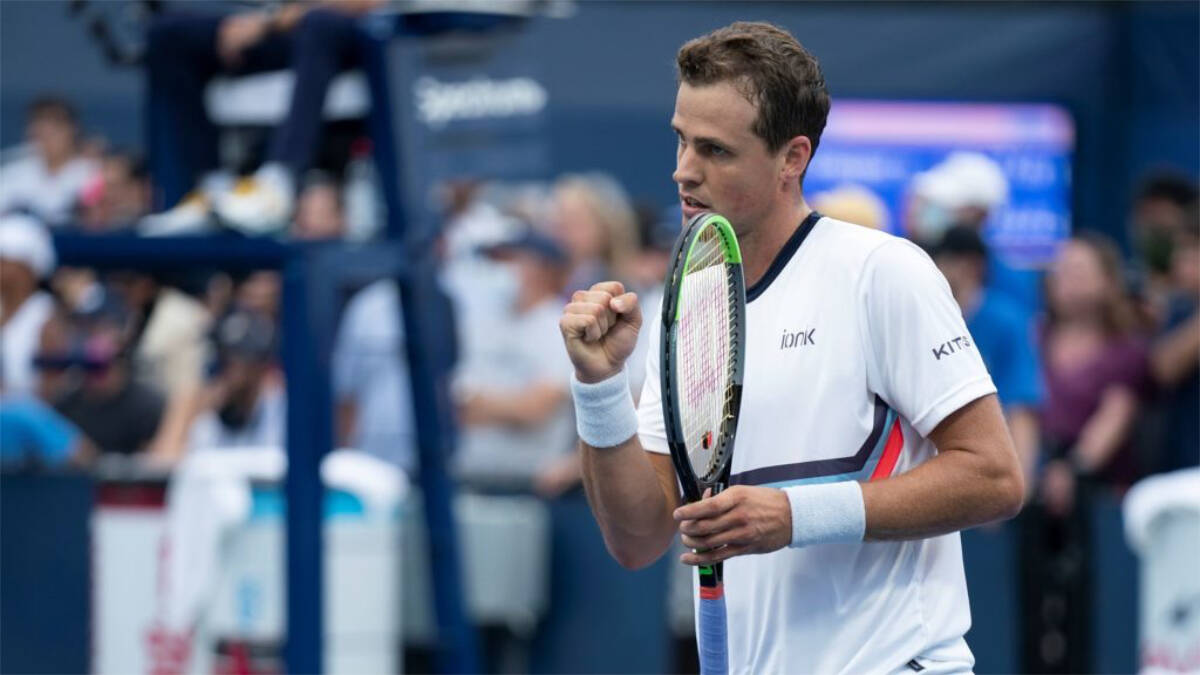 Vernon’s Vasek Pospisil collected his 10th ATP Challenger Tennis Tour title Monday, Jan. 31, in Quimper, France. (camerawork usa photo)
