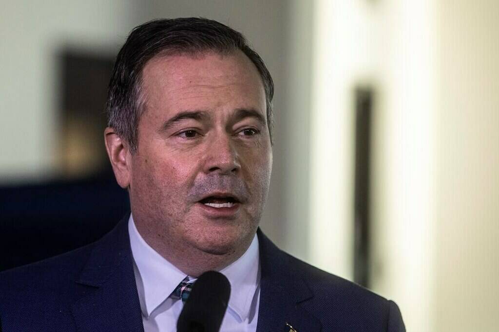 Alberta Premier Jason Kenney, in Edmonton on Wednesday Nov. 17, 2021. Eight environmental organizations are following through on a threat to sue Kenney and the provincial government for defamation. THE CANADIAN PRESS/Jason Franson