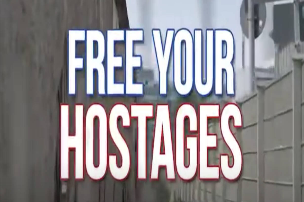 Ads run by a Florida man called on Prime Minister Justin Trudeau and U.S. President Joe Biden to “free your hostages” and reopen the land border between the countries. (John Adams/YouTube)