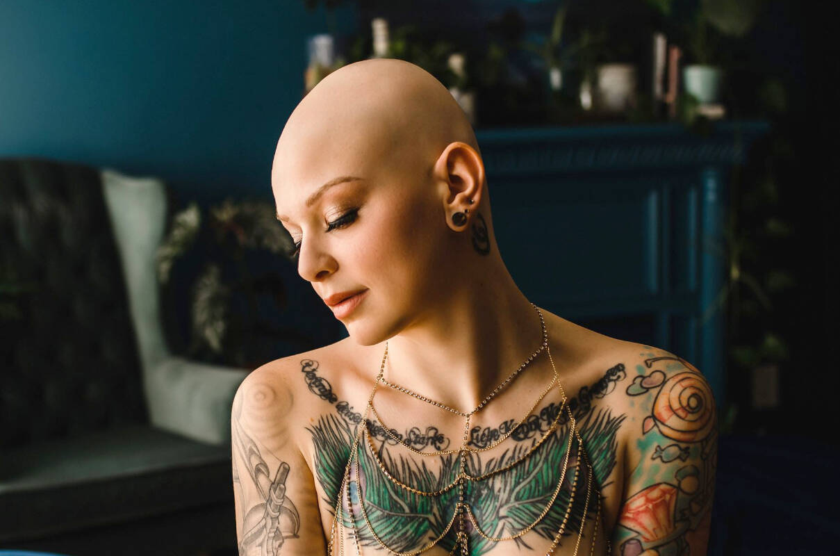 Ami Salmen says her tattoos have helped her to accept her new body, and keep loving herself throughout her breast cancer journey. (Photo by Lexy Parks, courtesy of Ami Salmen)