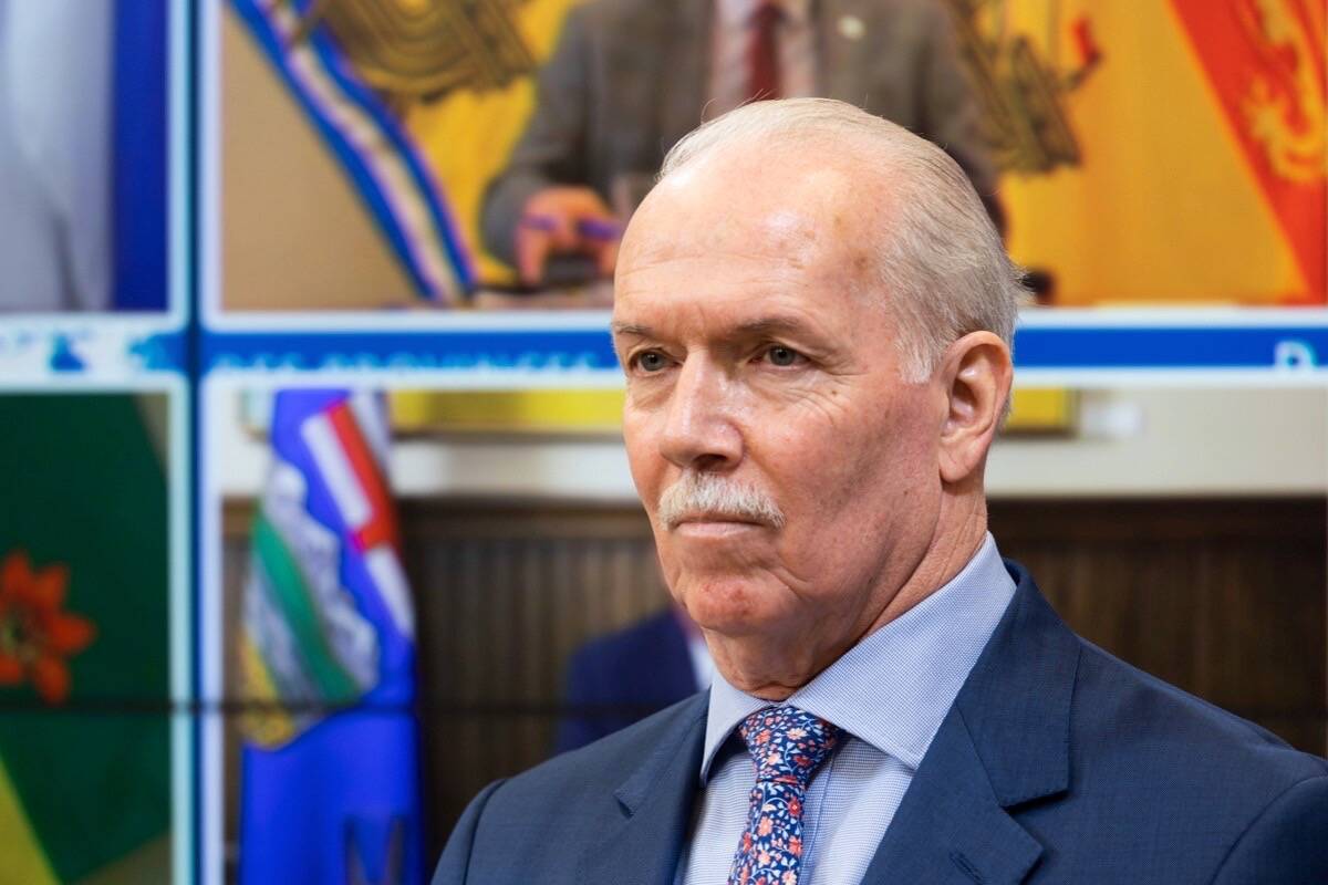 B.C. Premier John Horgan speaks after chairing a meeting of premiers across Canada, Feb. 4, 2022. (B.C. government photo)