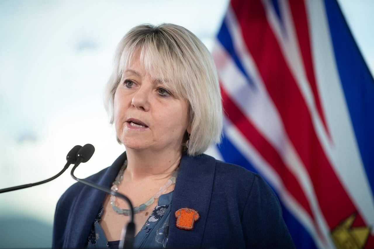B.C. provincial health officer Dr. Bonnie Henry speaks during a COVID-19 update news conference, in Vancouver, B.C., Tuesday, Feb. 1, 2022. THE CANADIAN PRESS/Darryl Dyck