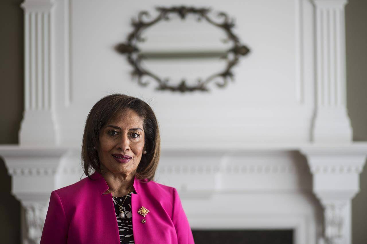 Alberta Lt.-Gov. Salma Lakhani is pictured in Edmonton on Wednesday, Sept. 30, 2020. Alberta’s United Conservative government is getting ready for a speech from the throne to open a legislative session. THE CANADIAN PRESS/Jason Franson