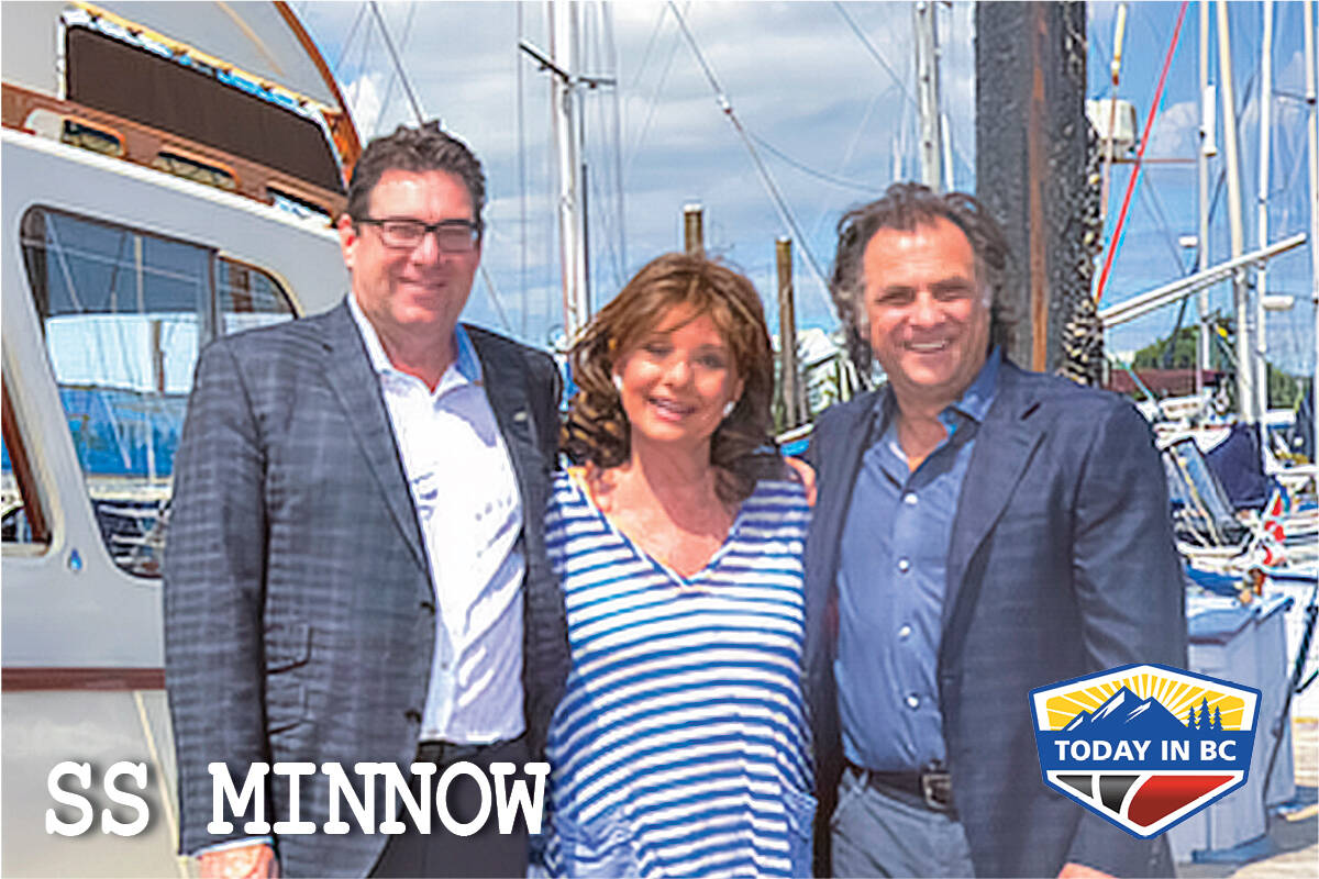 Ken Schley, left, and John Briolo, co-owners of the SS Minnow, with actor Dawn Wells. (Submitted photo)