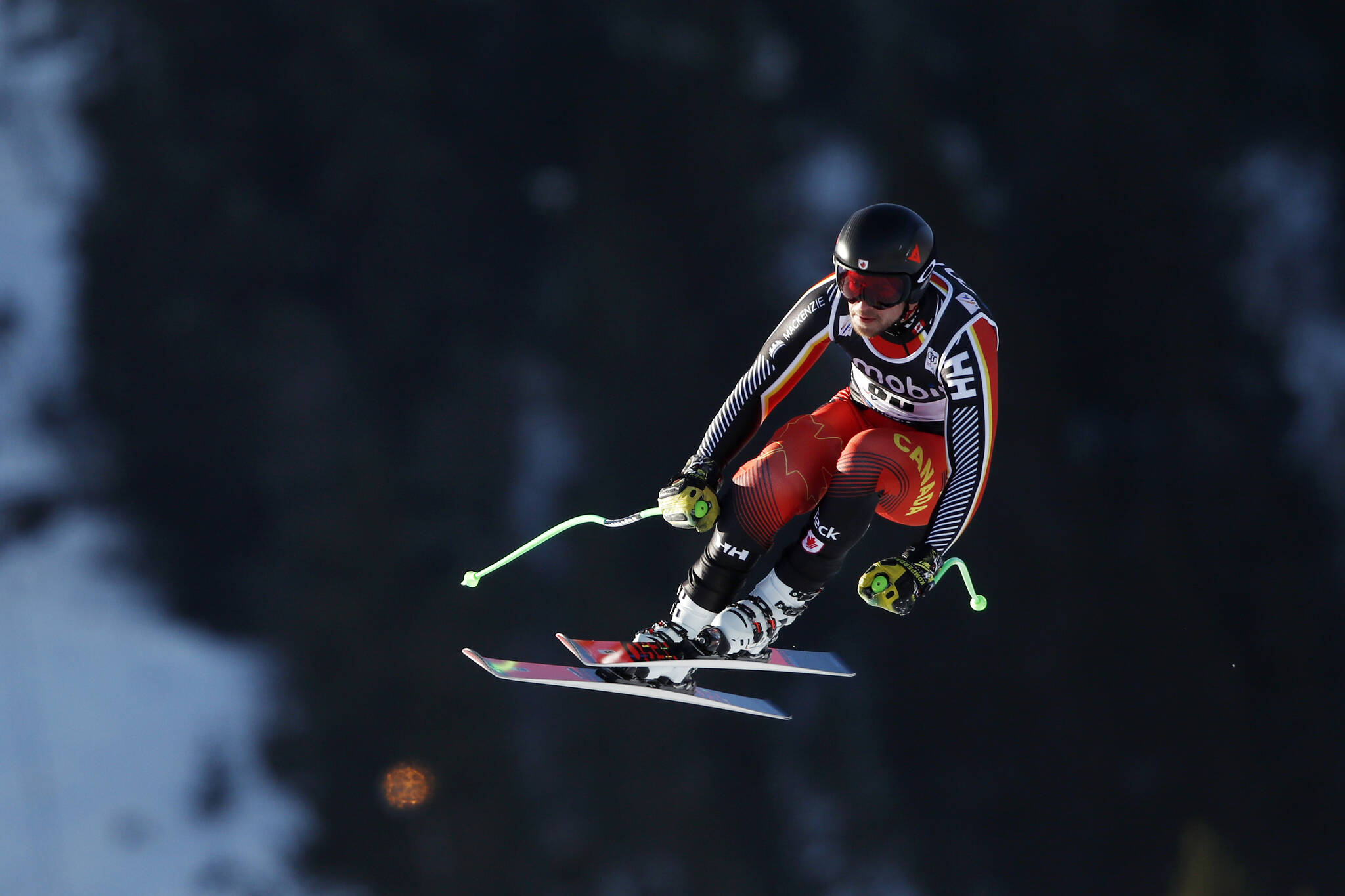 Canada’s Cameron Alexander speeds down the course during an alpine ski, men’s World Cup downhill in Kvitfjell, Norway, Friday, March 4, 2022. (AP Photo/Gabriele Facciotti)