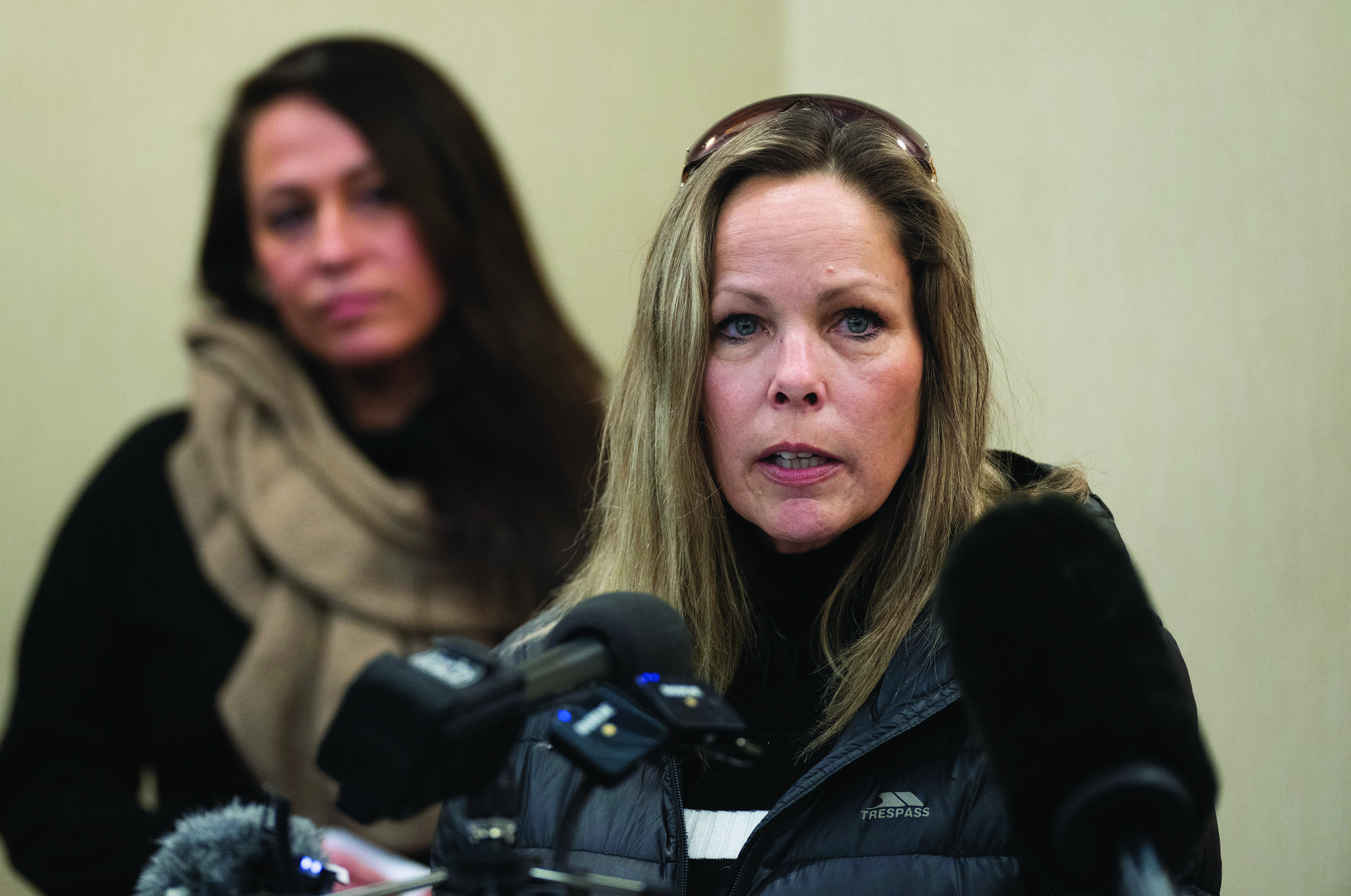 Tamara Lich, organizer for a protest convoy by truckers and supporters demanding an end to COVID-19 vaccine mandates, delivers a statement during a news conference in Ottawa, Thursday, Feb. 3, 2022. THE CANADIAN PRESS/Adrian Wyld