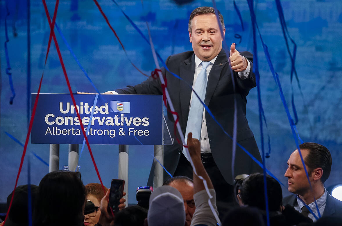 United Conservative Party leader Jason Kenney addresses supporters in Calgary, Alta. (Jeff McIntosh/The Canadian Press)