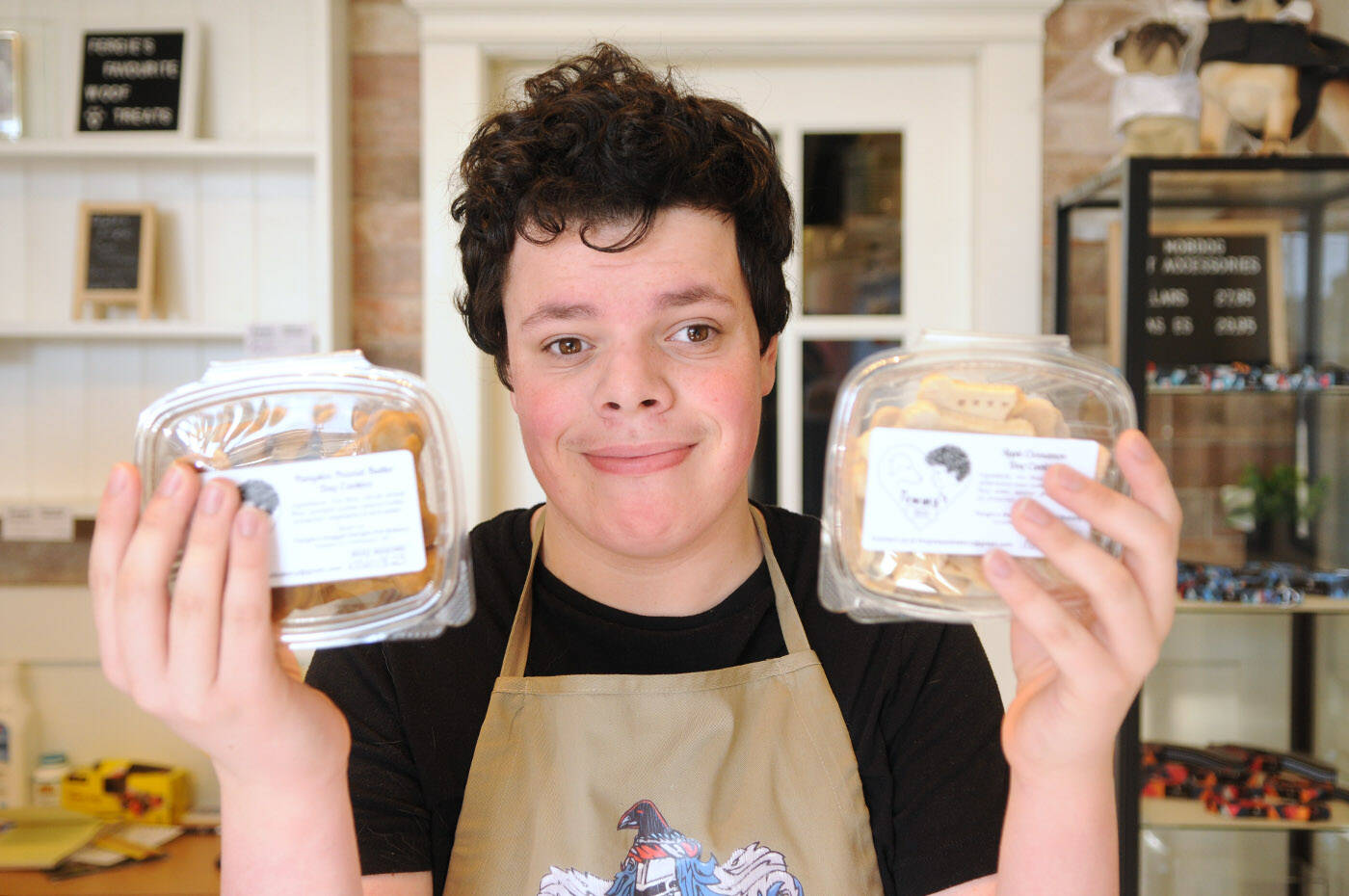 Ryder Newhouse, 14, is making and selling dog treats to raise money for BC and Alberta Guide Dogs. (Jenna Hauck/ Chilliwack Progress)