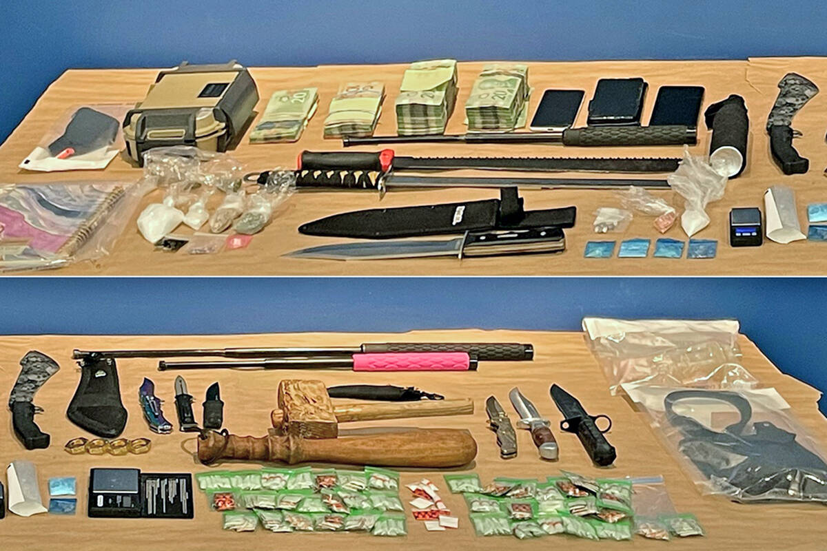 Some of the items seized during a month-long Langley RCMP violence suppression campaign in the wake of several shooting incidents. (RCMP)