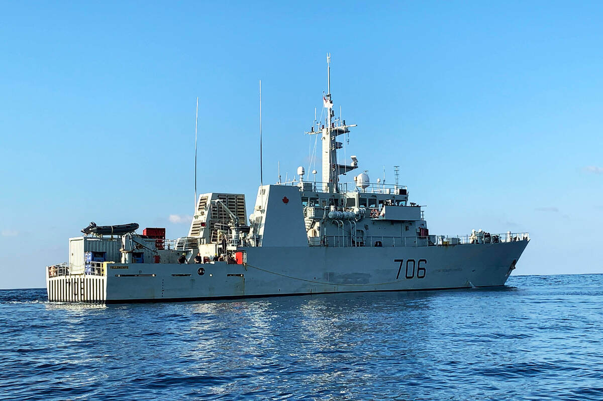 HMCS Yellowknife sails in the Pacific Ocean on April 11, 2019. Crews aboard helped in an 800-kilogram cocaine bust in the eastern Pacific Ocean on March 6. (Courtesy of navy Capt. Annie Morin)