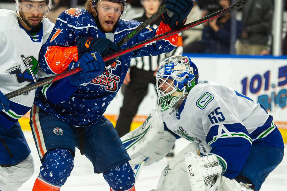 Michael DiPietro made 33 saves to help the Abbotsford Canucks post a big win over the Bakersfield Condors on Saturday (March 19). (Abbotsford Canucks photo)