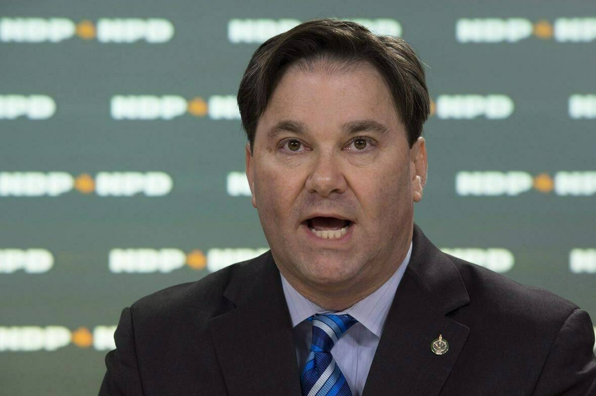 NDP MP Don Davies speaks during a news conference on blood plasma clinics in Ottawa, Tuesday, November 15, 2016. NDP health critic Don Davies says he expects the Liberals to make good its promise to deliver national pharmacare, but perhaps not all at once. THE CANADIAN PRESS/Adrian Wyld