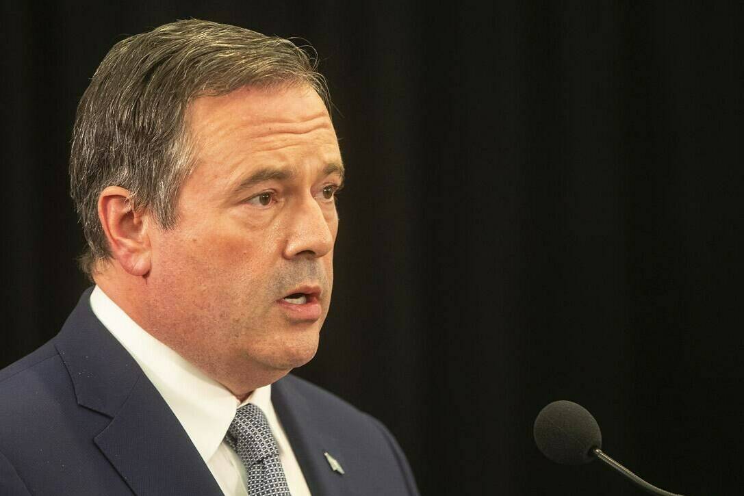 Jason Kenney in Edmonton, Tuesday, Sept. 21, 2021. Peter Guthrie and Jason Stephan, two of the premier’s backbenchers, have broken ranks, calling the United Conservative party’s revamped leadership review a sham and saying it’s time for the premier to resign. THE CANADIAN PRESS/Jason Franson