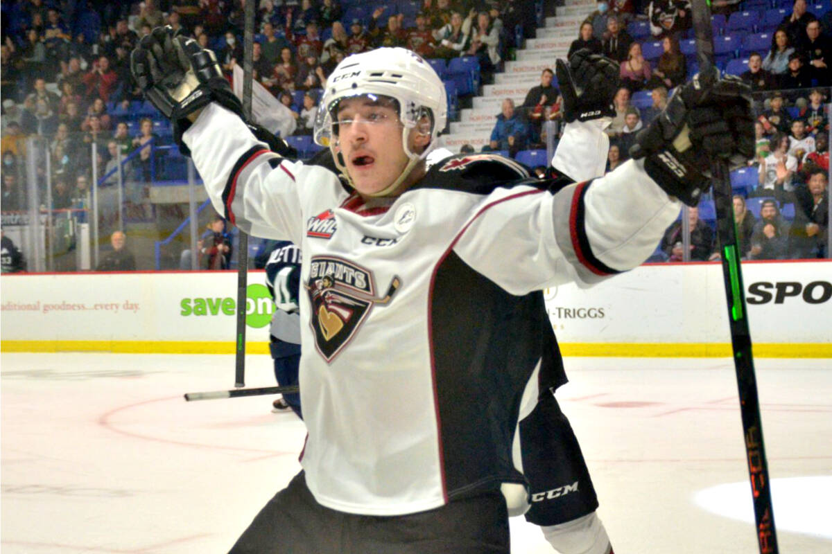 Giants kick off 3-in-3 weekend with a 5-2 loss to the Thunderbirds at Langley Events Centre Friday. They’re looking for a rematch in Seattle Saturday night. (Gary Ahuja, Langley Events Centre/Special to Langley Advance Times)