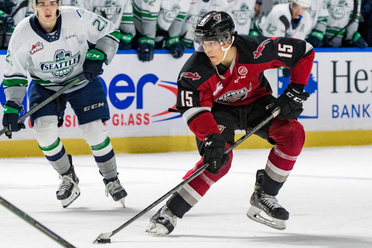A rematch against Seattle Thunderbirds didn’t work out well for a shorthanded Vancouver Giants team, who fell 6-2 in Washington Saturday night. (Brian Liesse/Special to Langley Advance Times)
