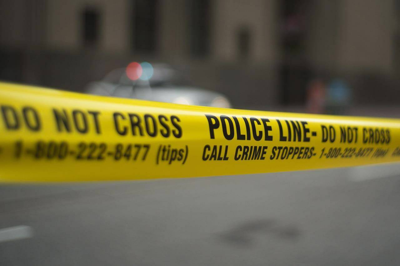 Police tape is shown in Toronto Tuesday, May 2, 2107. Three children and two adults have died after an early-morning fire at a home in Brampton, Ont.
Peel Regional Police say the house fire at Conestoga Drive and Sutter Avenue broke out around 2 a.m. today. THE CANADIAN PRESS/Graeme Roy