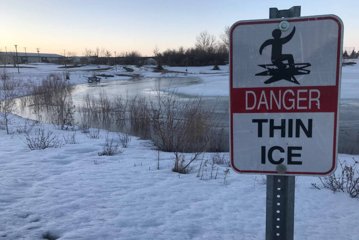 Kimberley Search and Rescue urge caution after responding to two extremely serious incidents over the weekend involving people and a dog falling through thin ice on area lakes. Photo courtesy Kimberley SAR.