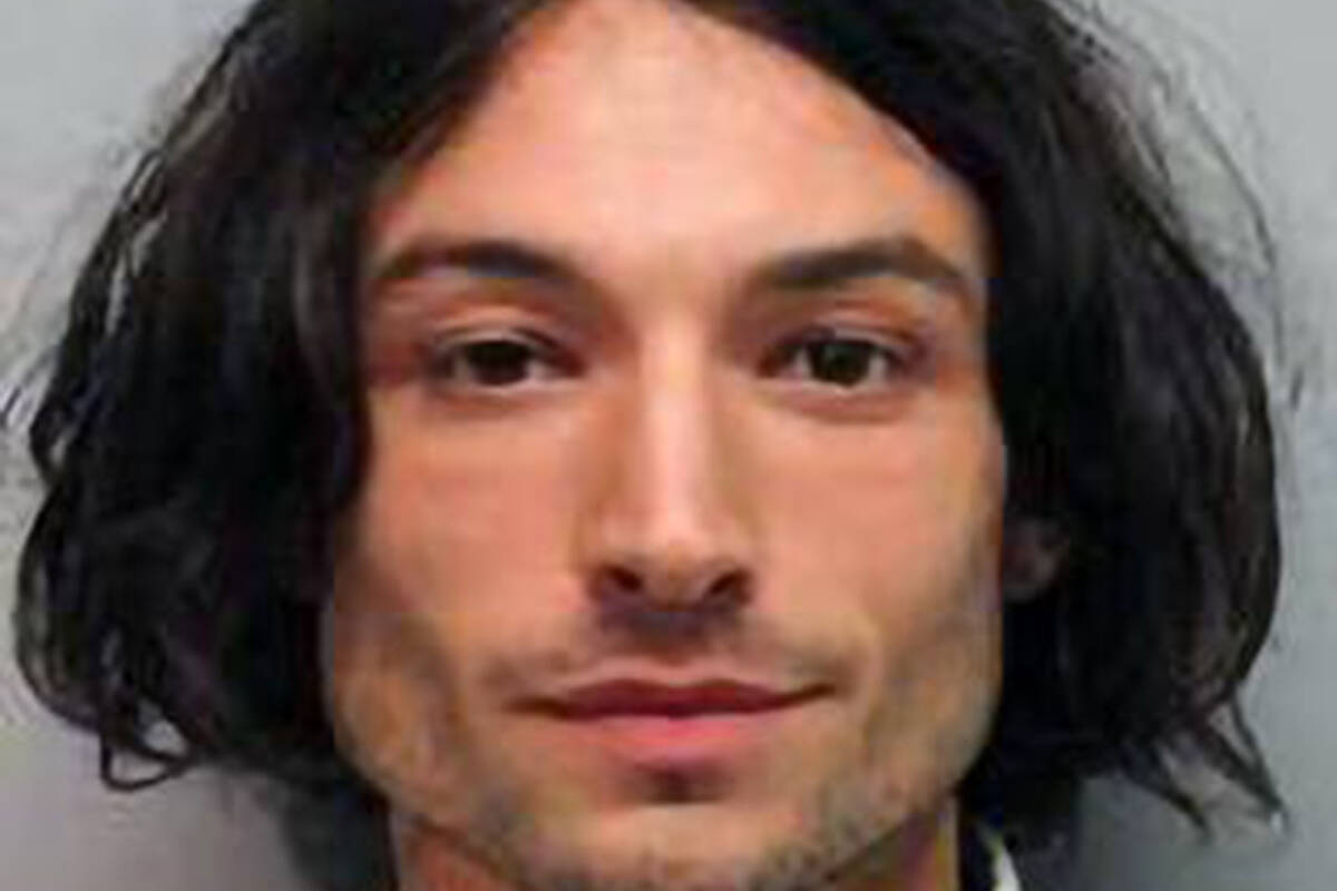 This photo provided by the Hawai’i Police Department shows actor Ezra Miller who was arrested and charged for disorderly conduct and harassment Sunday after an incident at a bar in Hilo. Miller known for playing “The Flash” in “Justice League” films was arrested after an incident at a Hawaii karaoke bar, where police say Miller yelled obscenities, grabbed a mic from a singing woman and lunged at a man playing darts. (Hawai’i Police Department via AP)