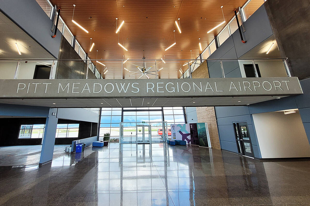 A second storey walkway in the main entrance serves as a sign. (Neil Corbett/The News)