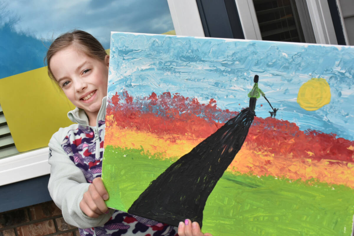 Ava Gambling sold her paintings to raise money to help Ukrainian people through the Canadian Red Cross. (Colleen Flanagan/The News)