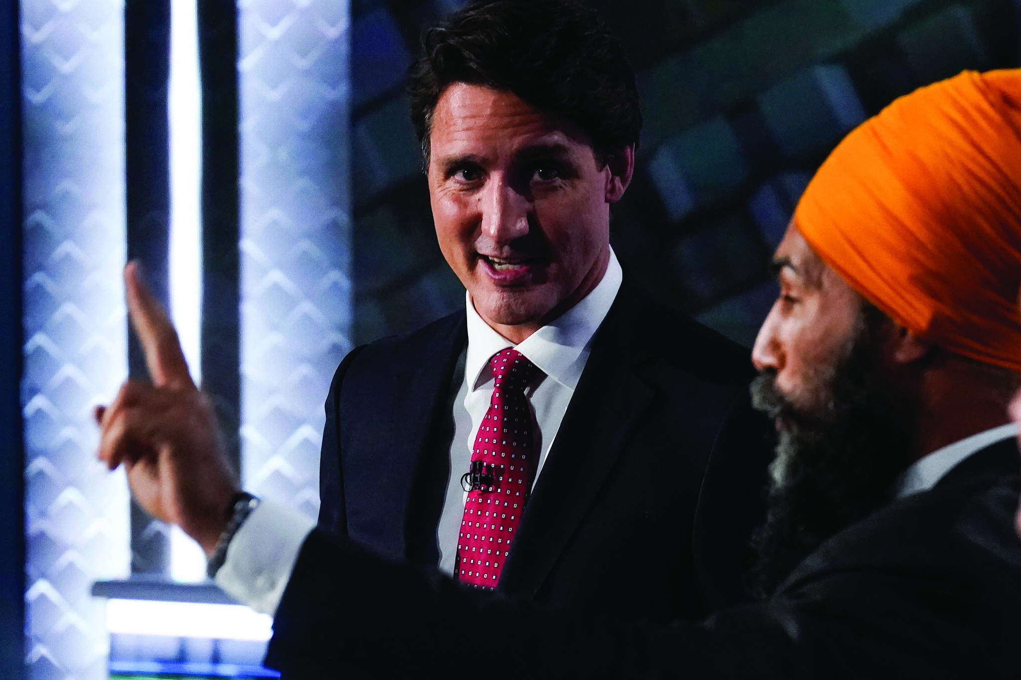 Liberal Leader Justin Trudeau and NDP Leader Jagmeet Singh take part in the federal election English-language Leaders debate in Gatineau, Que., on Thursday, Sept. 9, 2021. THE CANADIAN PRESS/Adrian Wyld