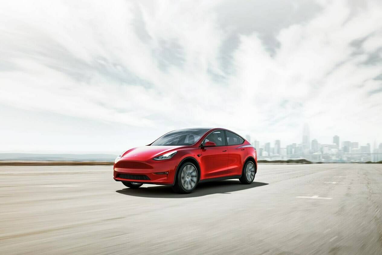 This photo provided by Toyota, shows the 2022 Tesla Model 3, an all-electric SUV that has an estimated maximum range of about 330 miles. (Courtesy of Tesla Motors via AP)