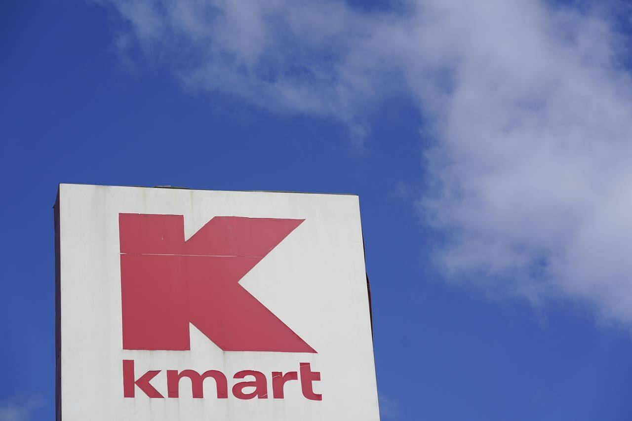 A large Kmart sign is displayed in front of a shopping plaza in Avenel, N.J., Monday, April 4, 2022. When the Kmart in Avenel closes its doors on April 16, it will leave only three remaining U.S. locations for the former retail powerhouse. It’s a far cry from the chain’s heyday in the 1980s and ‘90s when it had more than 2,000 stores and sold product lines endorsed by Martha Stewart and former “Charlie’s Angel” Jaclyn Smith. (AP Photo/Seth Wenig)