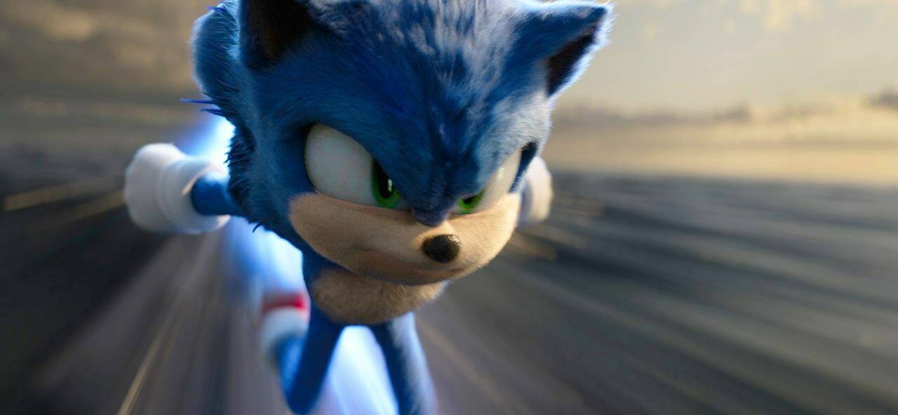 This image released by Paramount Pictures shows Sonic, voiced by Ben Schwartz, in ‘Sonic the Hedgehog 2.’ (Paramount Pictures via AP)