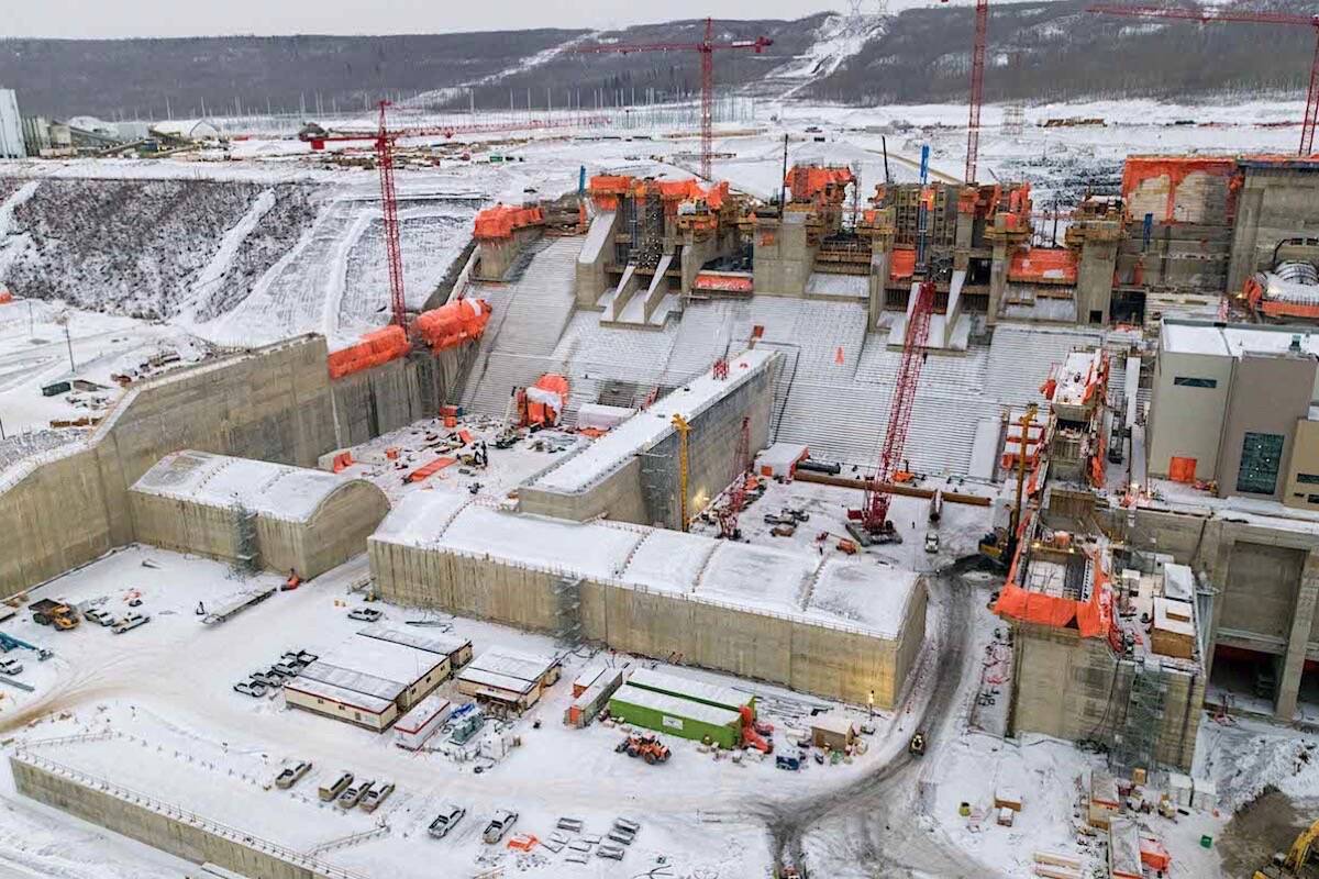 Work continues on the spillway for the Site C dam near Fort St. John B.C., March 16, 2022. (B.C. Hydro photo)