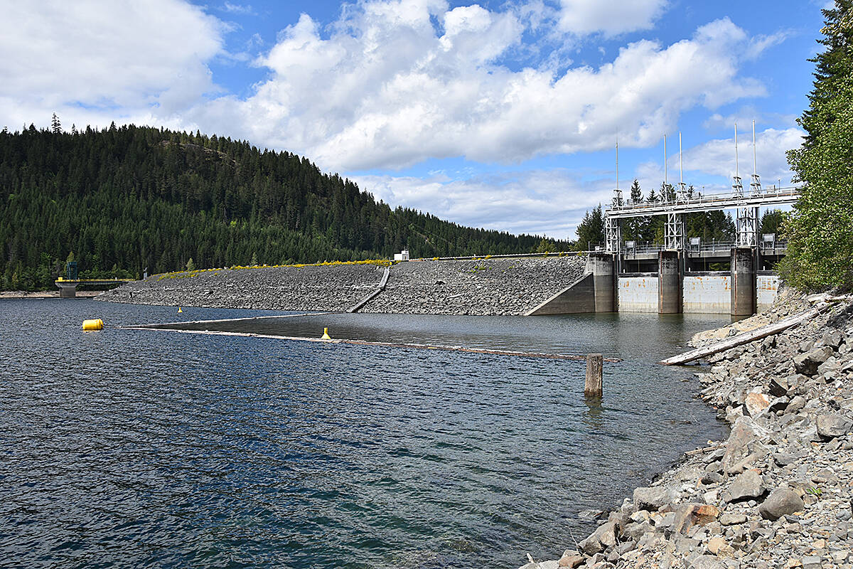 An upstream view of BC Hydro’s Strathcona Dam. The company is under fire from the BC Wildlife Federation, which says BC Hydro isn’t meeting its environmental compensation requirements. (BC Hydro photo)
