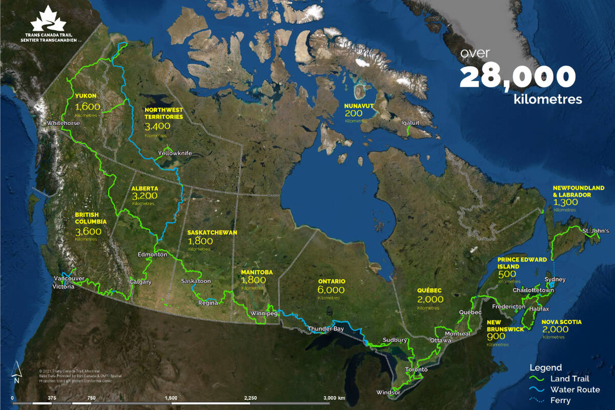 The Trans Canada Trail network stretches across the country. (Trans Canada Trail photo)