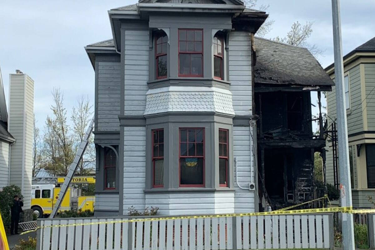 A house on Caledonia Avenue in Victoria was damaged by a fire on April 20. (Kiernan Green/News Staff)