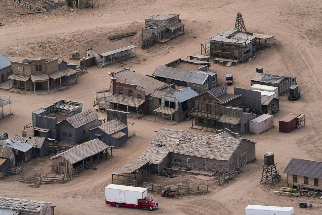 FILE - The Bonanza Creek Ranch, where the film “Rust” was being filmed, appears in Santa Fe, N.M. on Oct. 23, 2021. On Wednesday, April 20, 2022, New Mexico workplace safety regulators issued the maximum possible fine against a film production company for firearms safety failures on the set of “Rust” where a cinematographer was fatally shot in October 2021 by actor and producer Alec Baldwin. (AP Photo/Jae C. Hong, File)