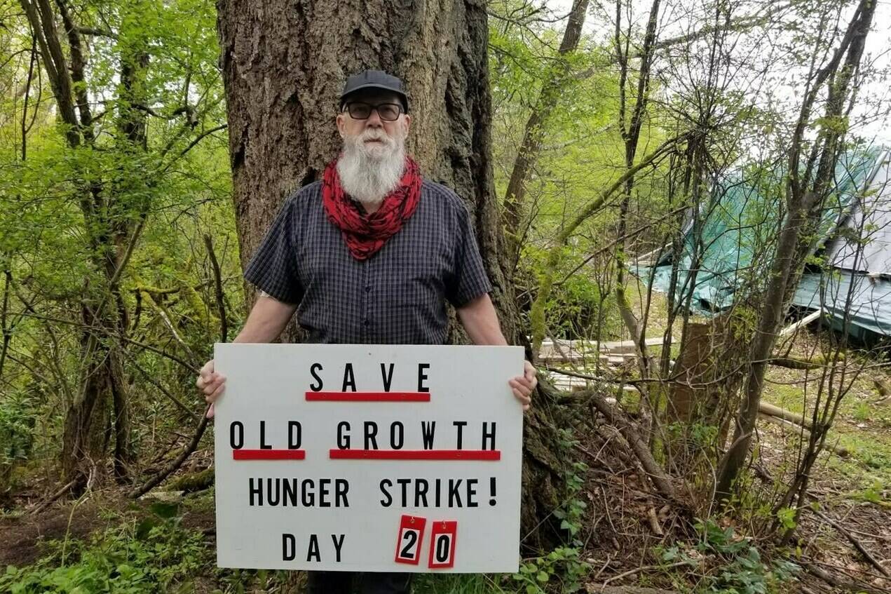 Howard Breen, of Nanaimo, shown in this undated handout image, says he has been on a hunger strike for 23 days and won’t stop protesting against old-growth logging until B.C.’s forests minister agrees to a public meeting. THE CANADIAN PRESS/HO-Save Old Growth **MANDATORY CREDIT**