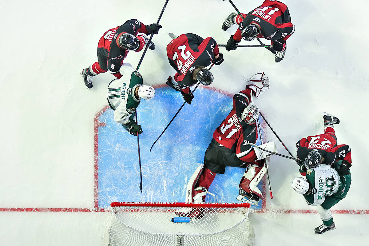 Saturday night, April 23, in Everett, the Giants fell 7-3 to the Everett Silvertips in Game 2 of their first-round series. (Kristin Ostrowski/Special to Langley Advance Times)