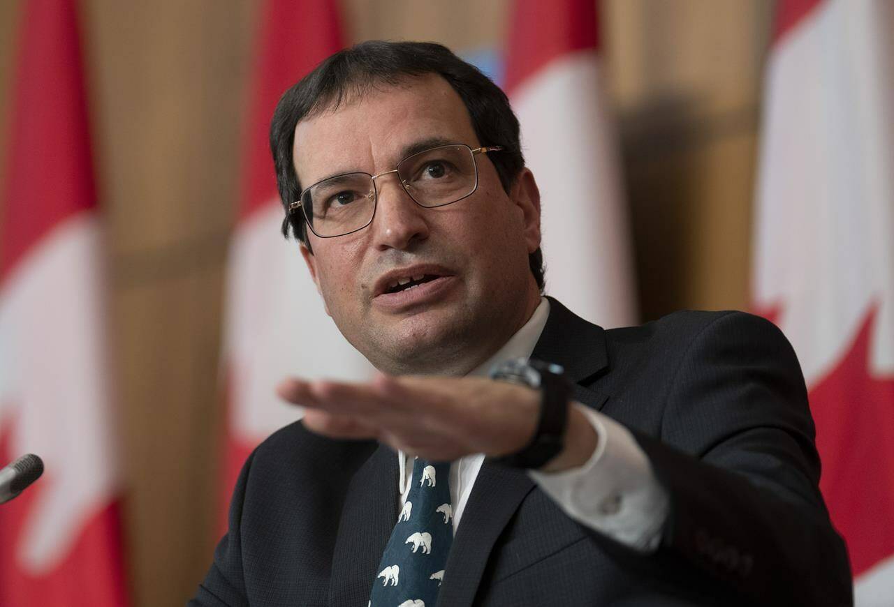 Commissioner of the Environment and Sustainable Development Jerry DeMarco is seen during a news conference, Thursday, Nov. 25, 2021 in Ottawa. Environment Commissioner Jerry DeMarco is issuing five reports today on carbon pricing, transitioning workers away from fossil fuel industries, hydrogen energy, climate-related infrastructure policies and the government’s efforts to cut its own emissions. THE CANADIAN PRESS/Adrian Wyld