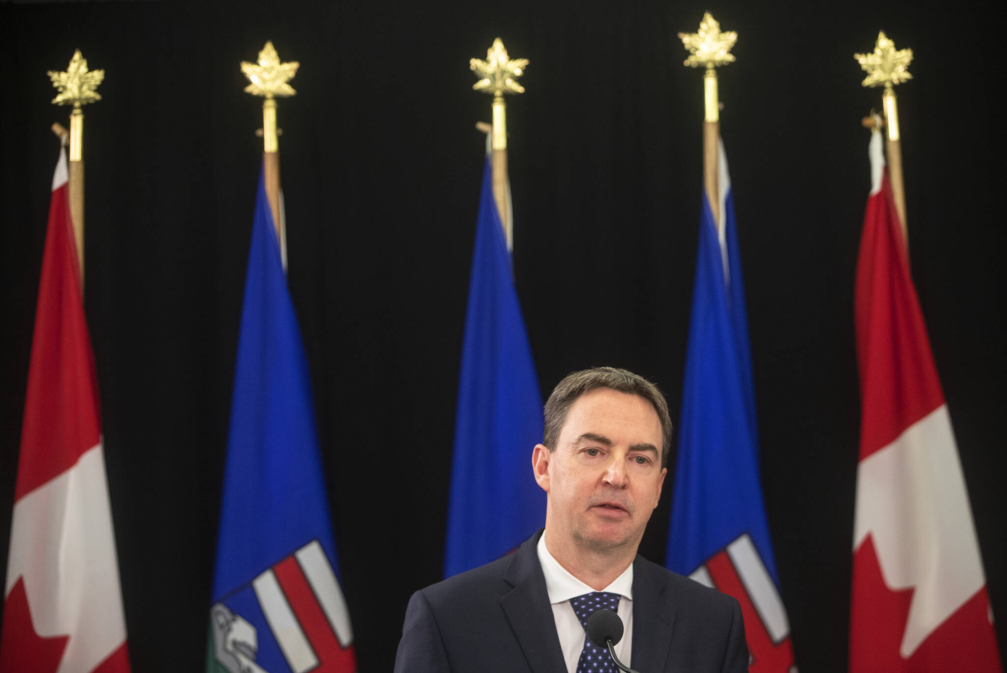 New Alberta Health Minister Jason Copping gives a COVID-19 update in Edmonton, Tuesday, Sept. 21, 2021. THE CANADIAN PRESS/Jason Franson
