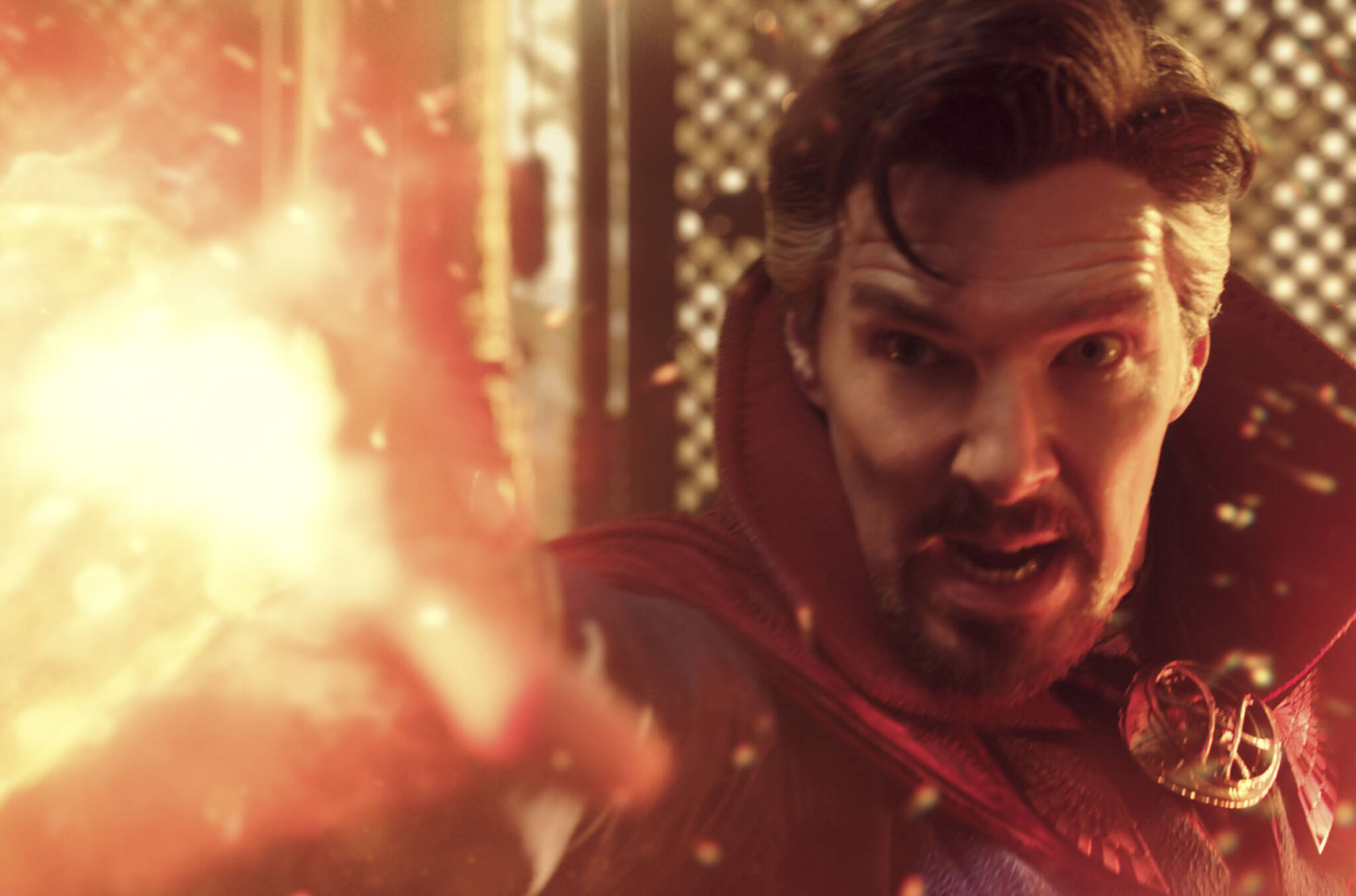 This image released by Marvel Studios shows Benedict Cumberbatch as Dr. Stephen Strange in a scene from “Doctor Strange in the Multiverse of Madness.” (Marvel Studios via AP)