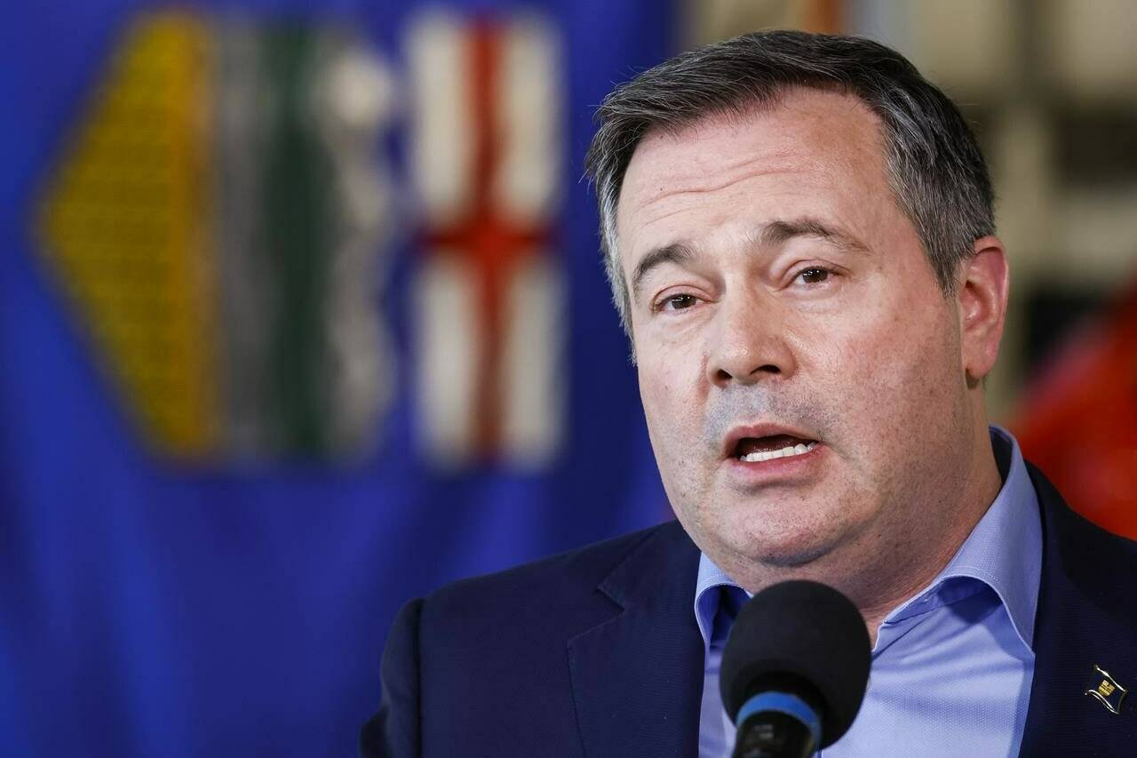 Alberta Premier Jason Kenney speaks in Calgary on Friday, March 25, 2022. A former senior Alberta government staffer suing Kenney’s office for what she alleges was wrongful dismissal will be seeking a court order to compel the premier to testify in the lawsuit.THE CANADIAN PRESS/Jeff McIntosh