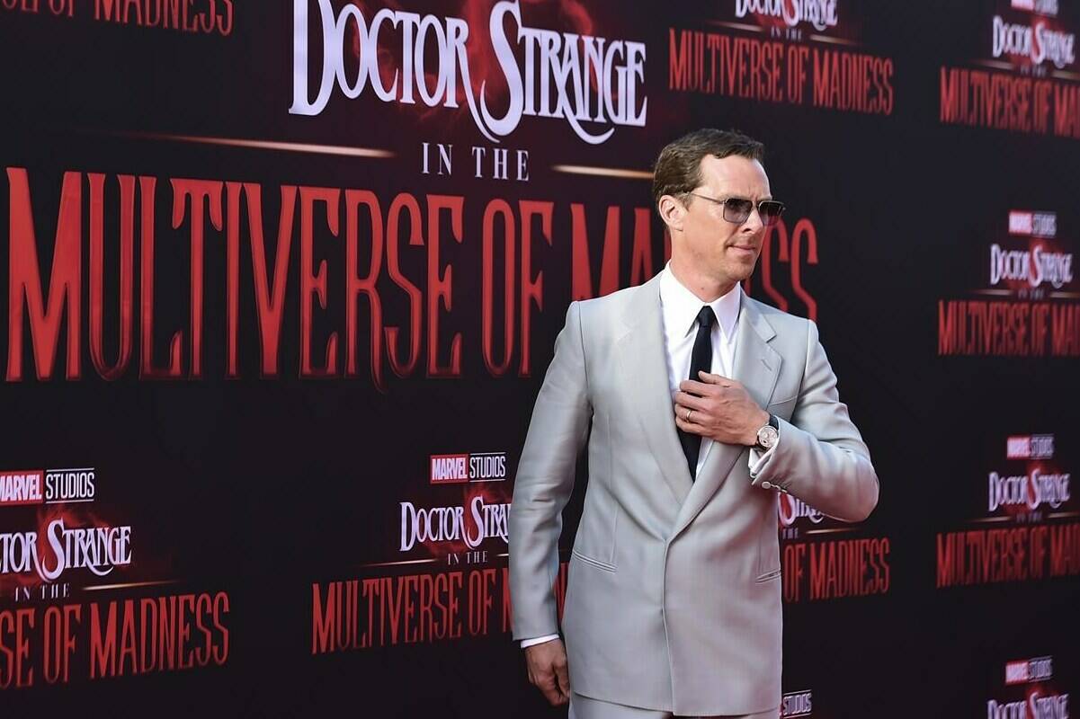 Cast member Benedict Cumberbatch arrives at the Los Angeles premiere of “Doctor Strange in the Multiverse of Madness,” on Monday, May 2, 2022 at El Capitan Theatre. (Photo by Jordan Strauss/Invision/AP Images)