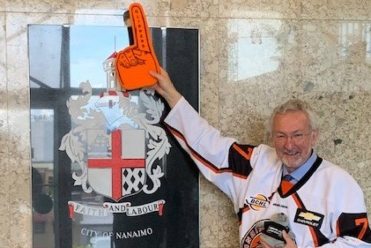 City of Nanaimo Mayor Leonard Krog will be cheering for the Nanaimo Clippers in the BCHL Fred Page Cup finals, which start Friday, May 13, in Penticton. (Submitted photo)