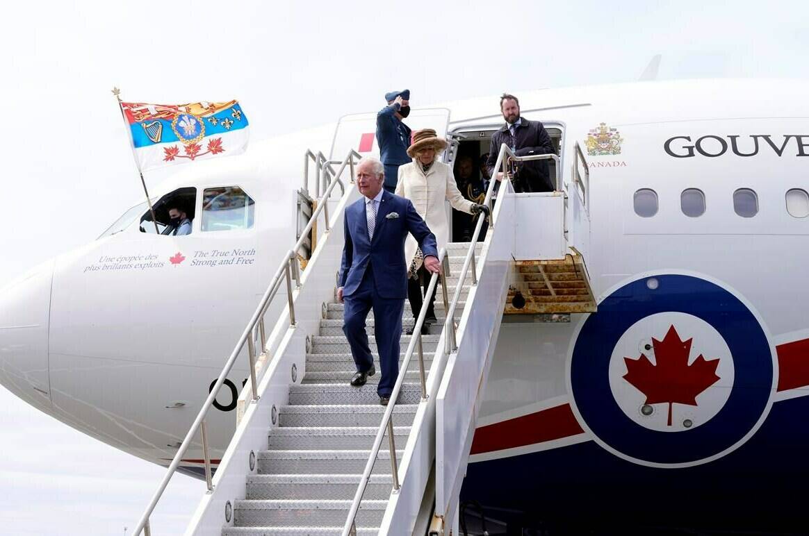 Prince Charles and Camilla, Duchess of Cornwall, arrive in St. John’s to begin a three-day Canadian tour, Tuesday, May 17, 2022. THE CANADIAN PRESS/Paul Chiasson