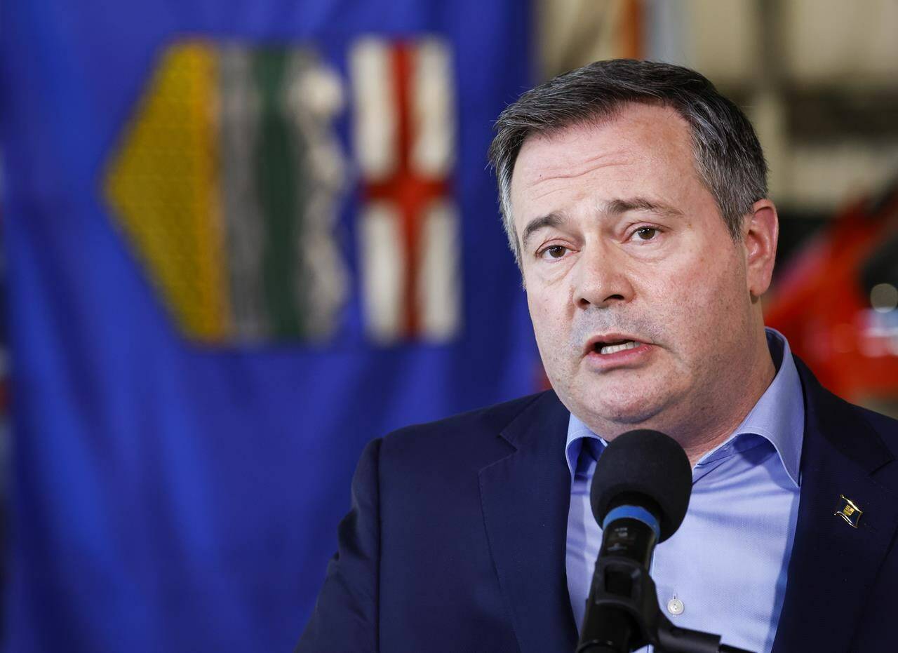 FILE: Jason Kenney speaks in Calgary, Alta., Friday, March 25, 2022. THE CANADIAN PRESS/Jeff McIntosh