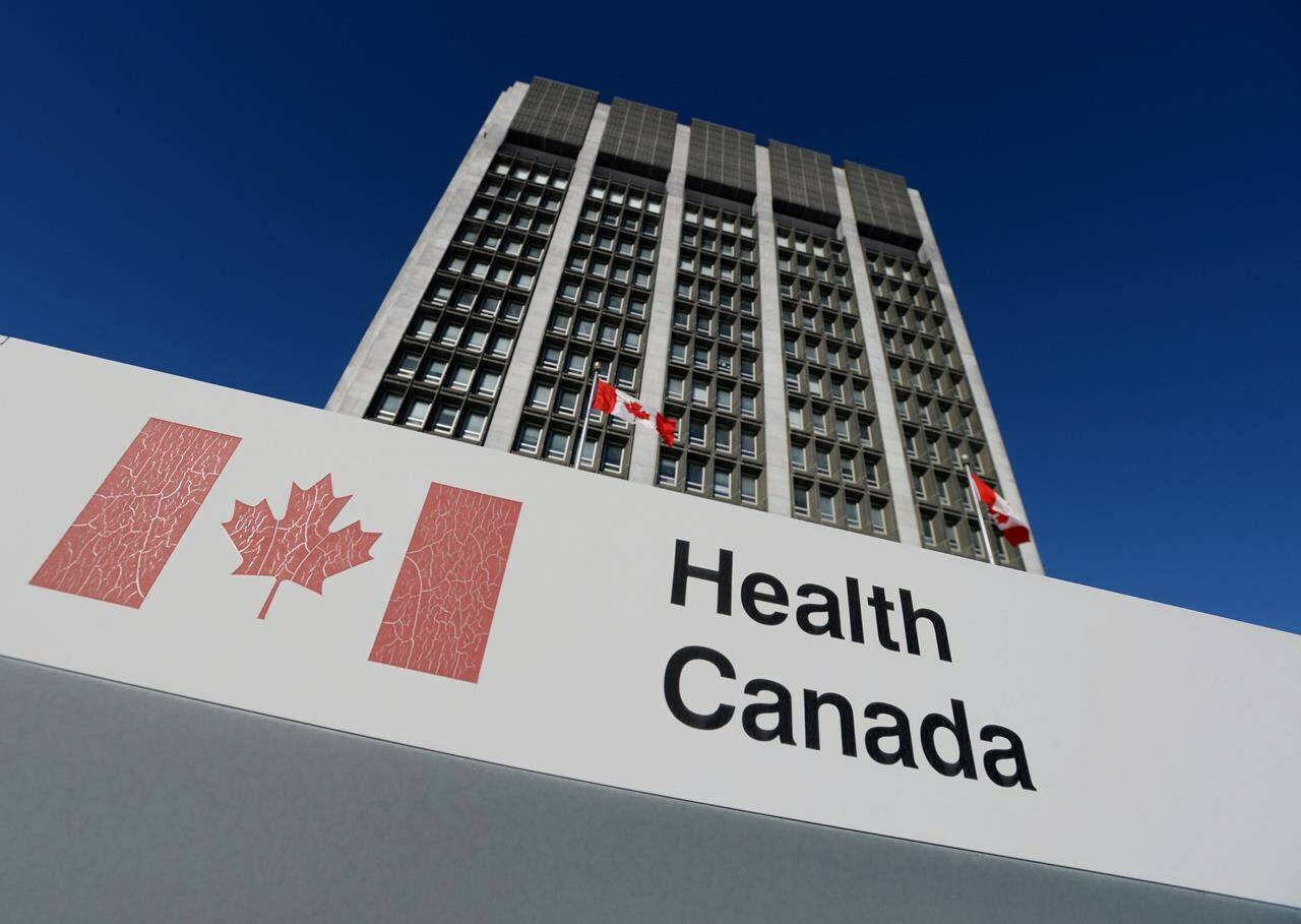 A sign is displayed in front of Health Canada headquarters in Ottawa on Friday, January 3, 2014. A national substance use research organization is warning about a new type of opioid that is increasingly being found in Canada’s unregulated drug supply. THE CANADIAN PRESS/Sean Kilpatrick