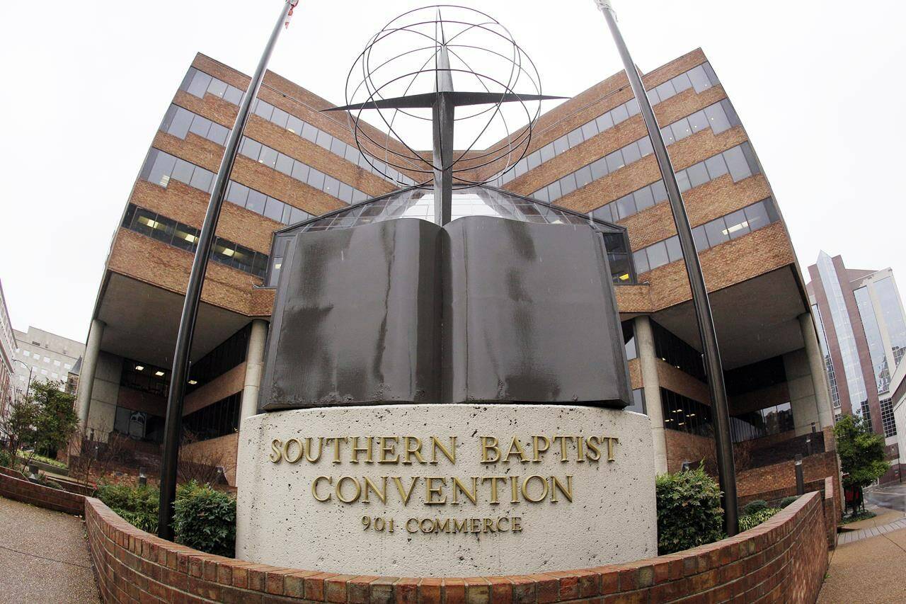 FILE - This Wednesday, Dec. 7, 2011 file photo shows the headquarters of the Southern Baptist Convention in Nashville, Tenn. Leaders of the SBC, America’s largest Protestant stonewalled and denigrated survivors of clergy sex abuse over almost two decades, according to a scathing 288-page investigative report issued Sunday, May 22, 2022. (AP Photo/Mark Humphrey, File)