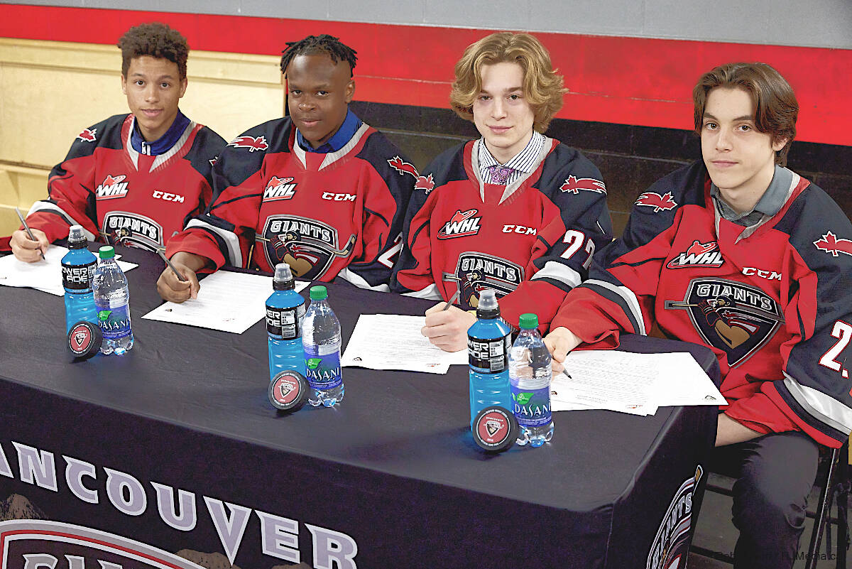Vancouver Giants have signed Cameron Schmidt (Prince George), Aaron Obobaifo (Calgary), and Jakob Oreskovic (Langley), along with defenceman Colton Alain (Victoria). (Rob Wilton/Special to Langley Advance Times)