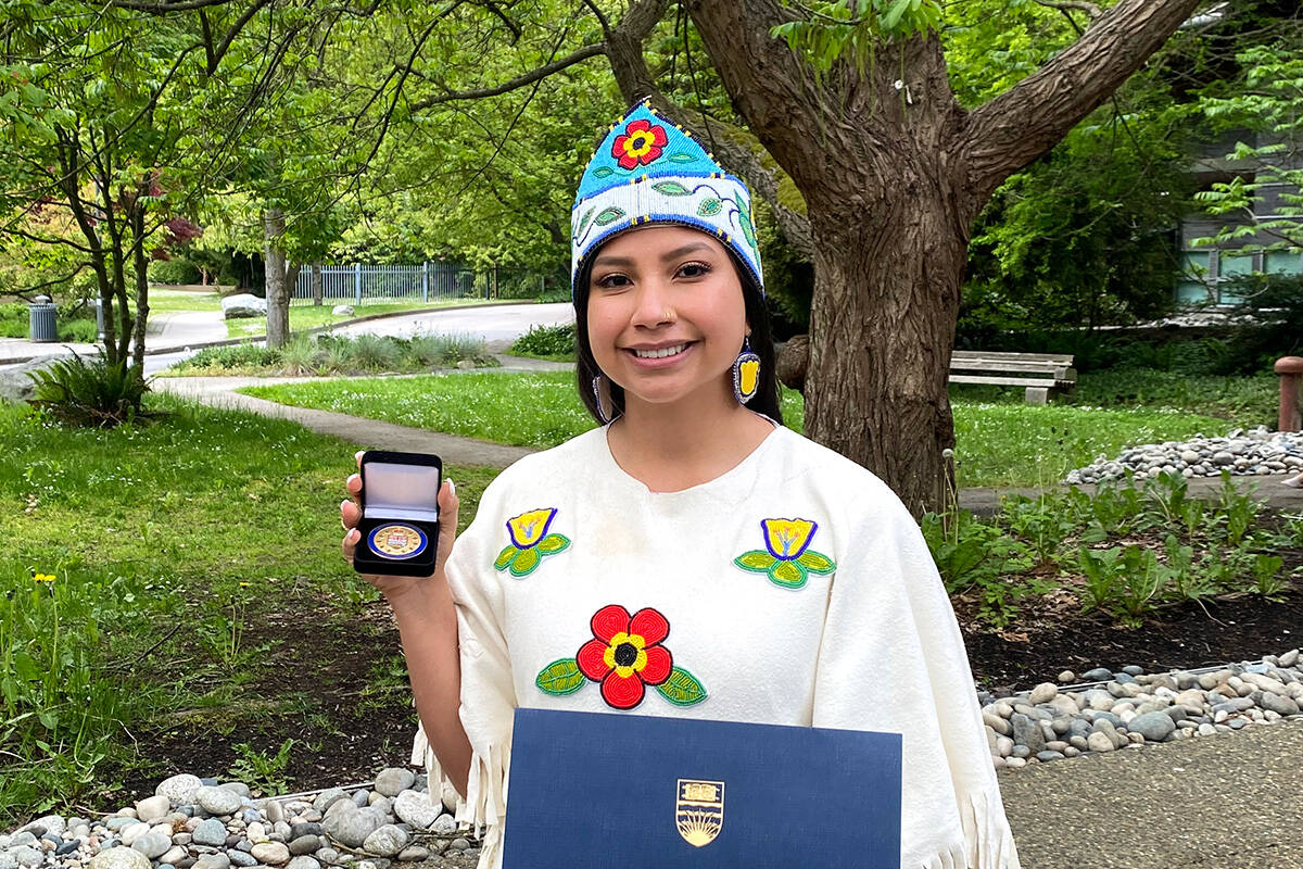 Recent UBC graduate Aiyana Twigg won the 2022 Lieutenant Governor’s medal for inclusion, democracy and reconciliation. (Courtesy of Aiyana Twigg)