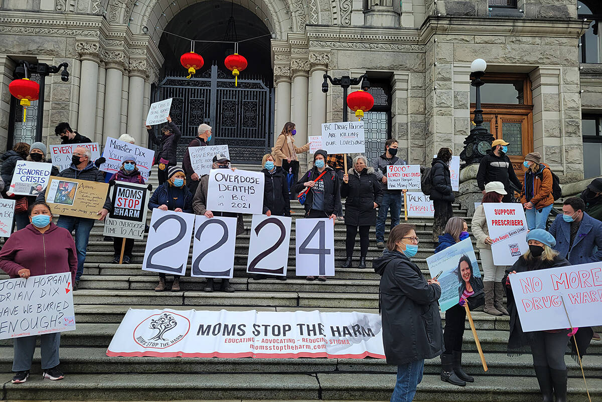 Moms Stop the Harm protest in Victoria earlier this year. (Special to The News)